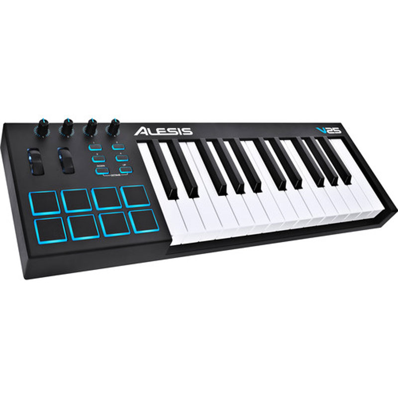 Alesis 25 Key USB MIDI Keyboard & Drum Pad Controller 8 Pads 4 Knobs 4